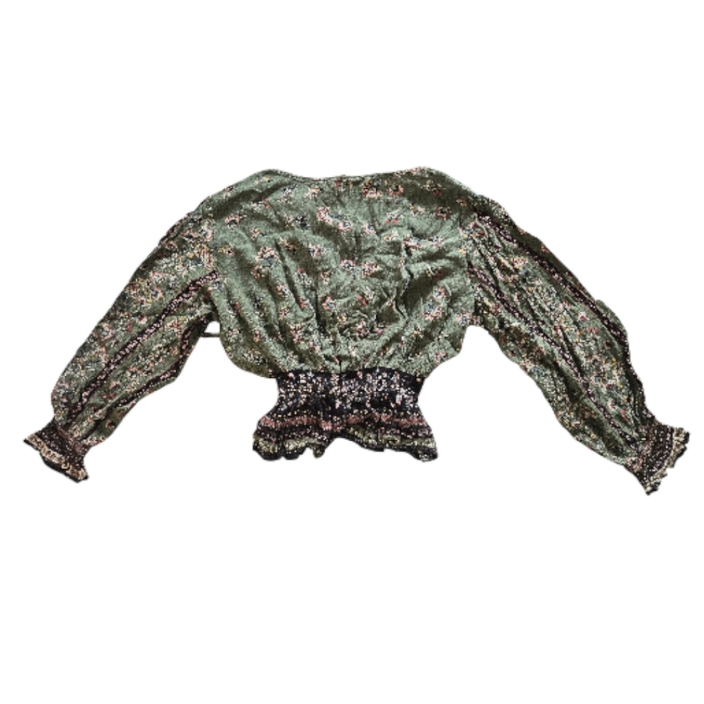 Gypsy Love Floral Green Blouse Boho Bohemian - Picture 4 of 10